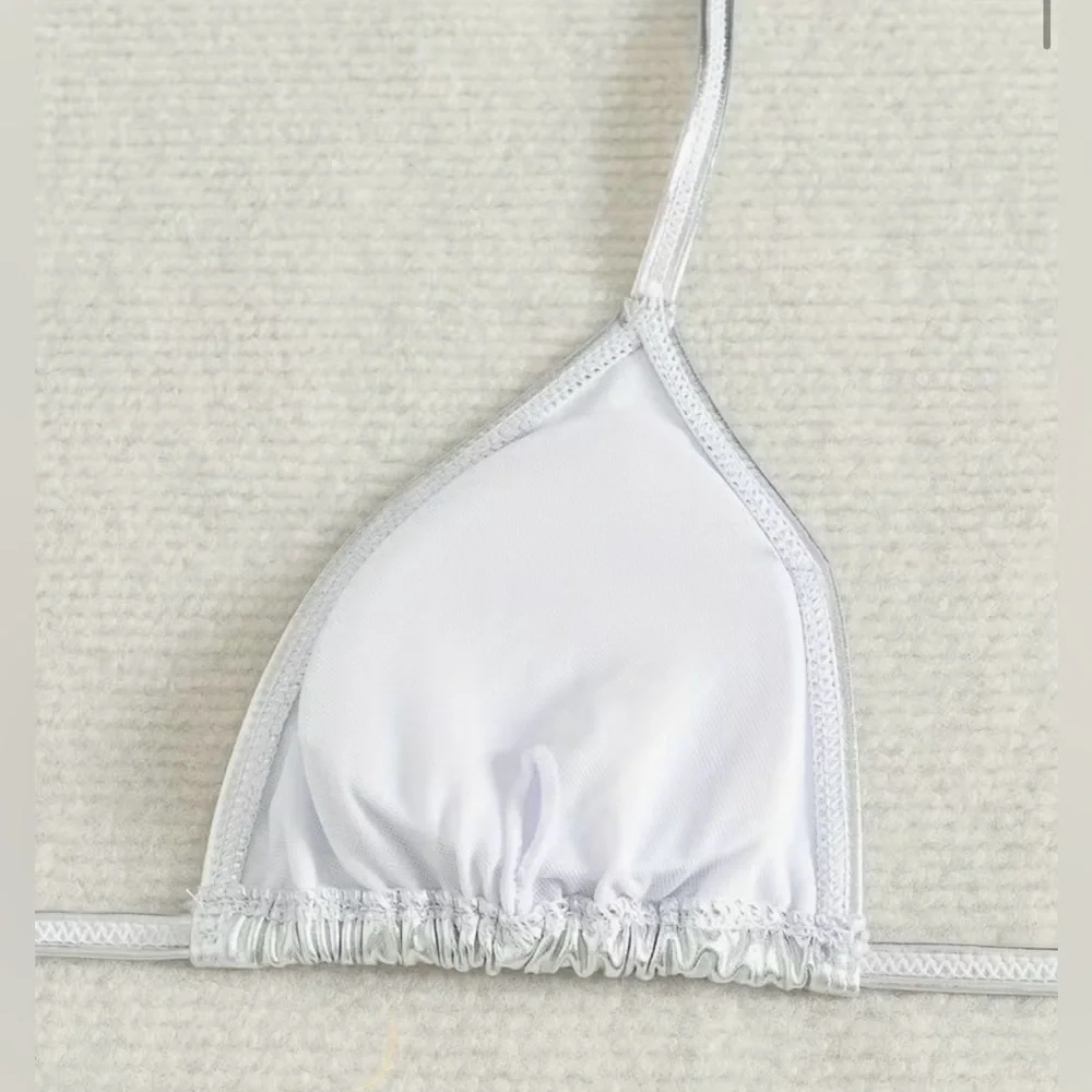 Glamorous Silver Halter Side Tie Bikini Set - Picture 10 of 14